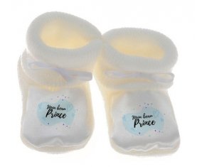 Chausson bébé Mon beau prince design-1 de couleur Blanc