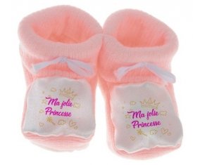 Chausson bébé Ma jolie princese design-2 de couleur Rose