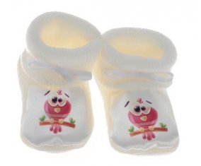 Chausson bébé Animaux rigolos Oiseau de couleur Blanc