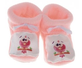 Chausson bébé Animaux rigolos Oiseau de couleur Rose