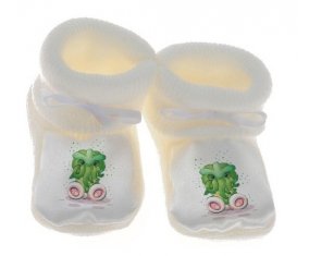Chausson bébé Animaux rigolos tentacule de couleur Blanc
