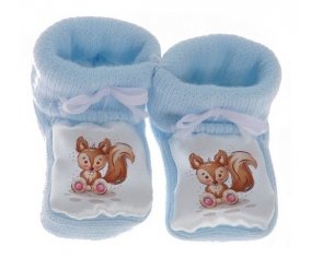 Chausson bébé Animaux rigolos Écureuil de couleur Bleu