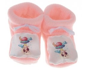 Chausson bébé Animaux rigolos Secoupe volente chien de couleur Rose