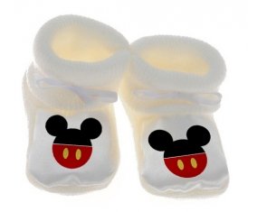 Chausson bébé Disney Mickey short rouge de couleur Blanc