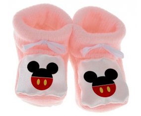 Chausson bébé Disney Mickey short rouge de couleur Rose