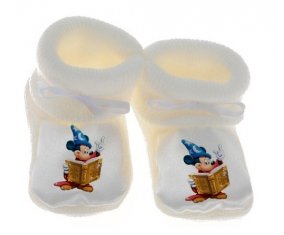 Chausson bébé Disney Mickey magicien livre de magie de couleur Blanc