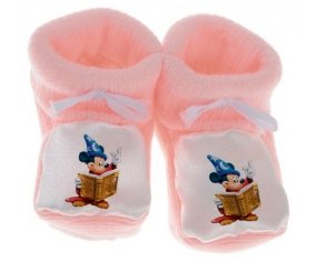 Chausson bébé Disney Mickey magicien livre de magie de couleur Rose