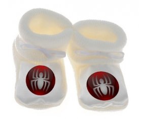 Chausson bébé Spiderman bouton araigné de couleur Blanc