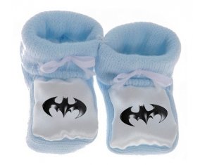 Chausson bébé Batman logo noir de couleur Bleu