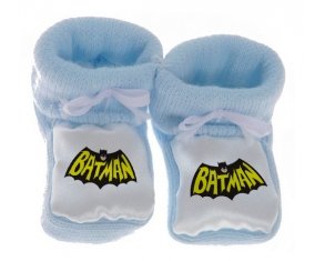 Chausson bébé Batman logo design-3 de couleur Bleu