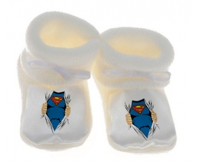 Chausson bébé Superman design-1 de couleur Blanc