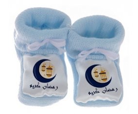 Chausson bébé Islam ramadhan kareem design-2 de couleur Bleu