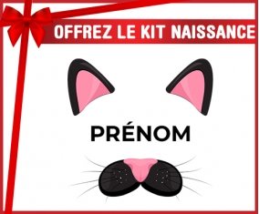 kit naissance bébé personnalisé Chatte rose avec prénom
