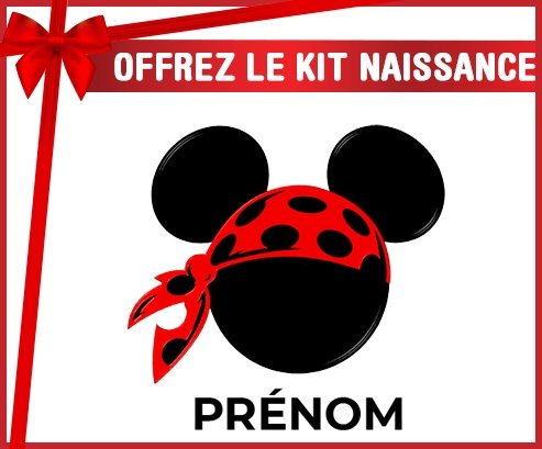 kit naissance bébé personnalisé Disney Mickey foulard pirate rouge pois noirs avec prénom