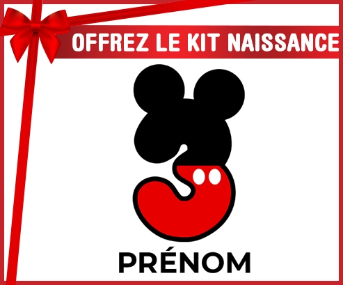 kit naissance bébé personnalisé Disney Mickey Numéro 3 avec prénom