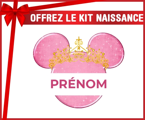 kit naissance bébé personnalisé Disney Minnie rose courone doré avec prénom