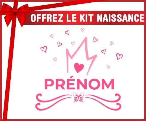 kit naissance bébé personnalisé Couronne rose cœur design-1 avec prénom