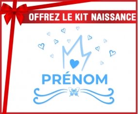kit naissance bébé personnalisé Couronne bleue cœur design-1 avec prénom