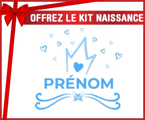 kit naissance bébé personnalisé Couronne bleue cœur design-1 avec prénom