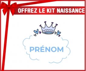 kit naissance bébé personnalisé Couronne bleue bulle cœur avec prénom