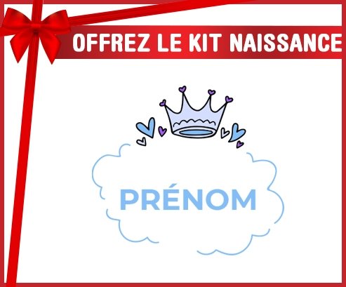 kit naissance bébé personnalisé Couronne bleue bulle cœur avec prénom