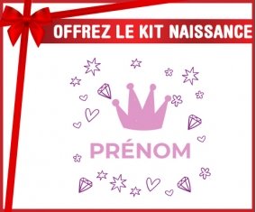 kit naissance bébé personnalisé Couronne rose cœur design-2 avec prénom