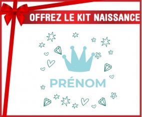 kit naissance bébé personnalisé Couronne bleue cœur design-2 avec prénom