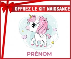 kit naissance bébé personnalisé Poney rose cœur avec prénom