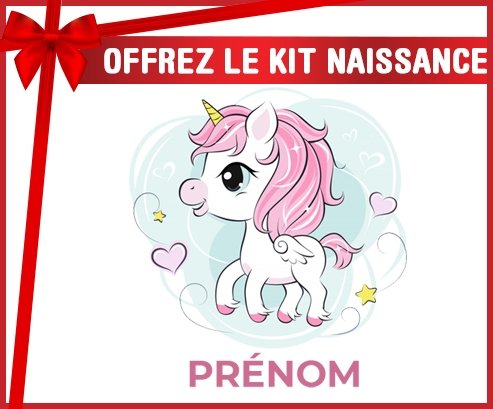 kit naissance bébé personnalisé Poney rose cœur avec prénom
