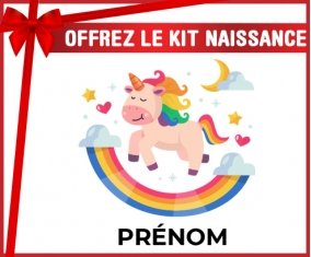 kit naissance bébé personnalisé Licorne arc en ciel avec prénom
