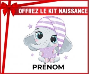 kit naissance bébé personnalisé Bébé éléphant douce nuit avec prénom