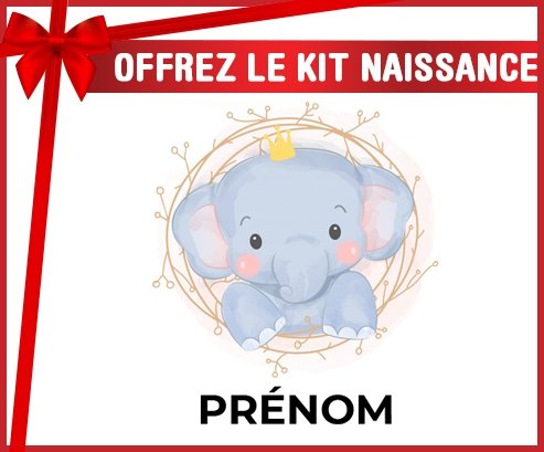 kit naissance bébé personnalisé Éléphant couronne jaune avec prénom