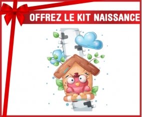 kit naissance bébé personnalisé Animaux rigolos Oiseau maison