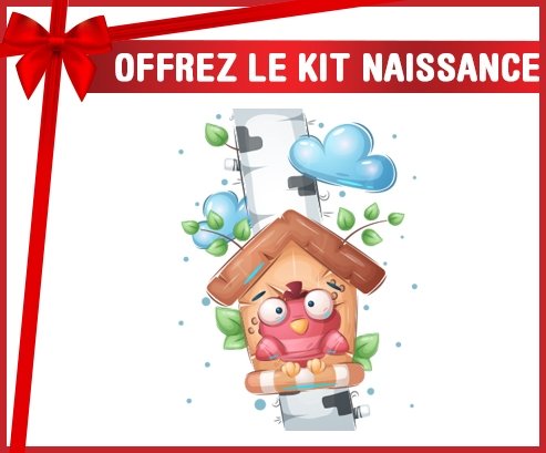 kit naissance bébé personnalisé Animaux rigolos Oiseau maison