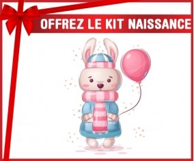 kit naissance bébé personnalisé Lapin avec ballon rose