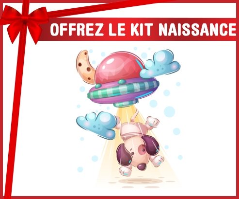kit naissance bébé personnalisé Animaux rigolos Secoupe volente chien