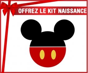 kit naissance bébé personnalisé Disney Mickey short rouge