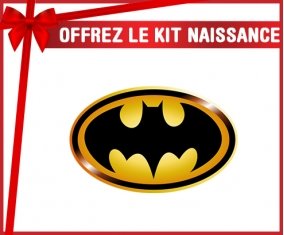 kit naissance bébé personnalisé Batman logo noir et jaune