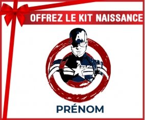 kit naissance bébé personnalisé Cible rouge Captain America avec prénom