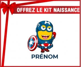 kit naissance bébé personnalisé Captain America minion avec prénom