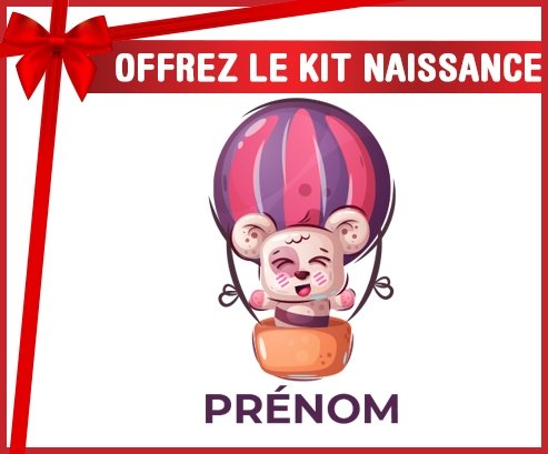 kit naissance bébé personnalisé Animaux rigolos Ballon et ours avec prénom