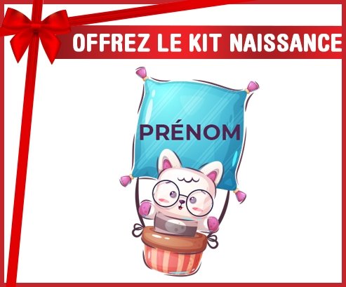 kit naissance bébé personnalisé Animaux rigolos Chat avec prénom