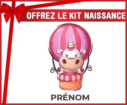 kit naissance bébé personnalisé Animaux rigolos Vache avec prénom