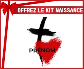 kit naissance bébé personnalisé Croix + cœur avec prénom