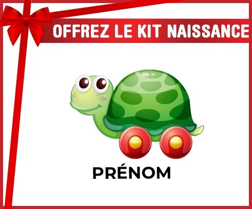 kit naissance bébé personnalisé Jouet toys tortue avec roues avec prénom