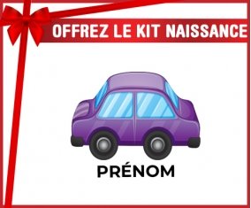 kit naissance bébé personnalisé Jouet toys voiture violet design-2 avec prénom