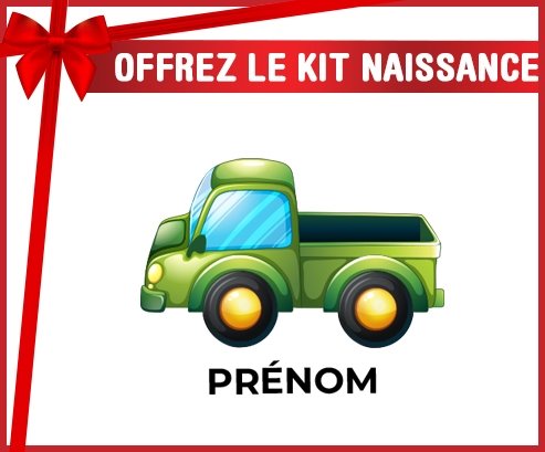 kit naissance bébé personnalisé Jouet toys camionette verte avec prénom