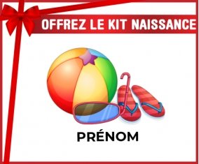 kit naissance bébé personnalisé Jouet toys ballon masque et tong de plage avec prénom