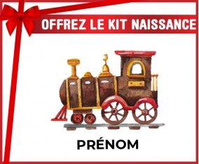 kit naissance bébé personnalisé Peinture train avec prénom