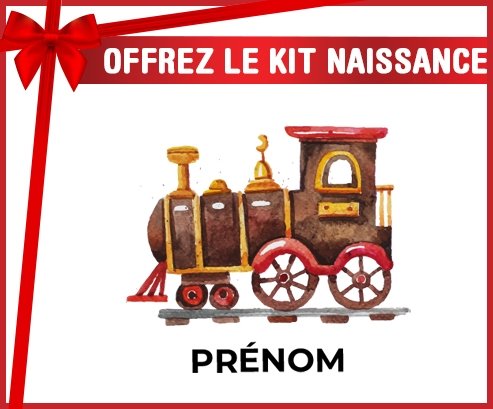 kit naissance bébé personnalisé Peinture train avec prénom
